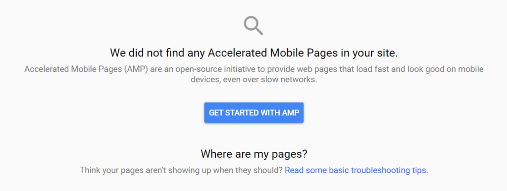 AMP Report in Search Console 